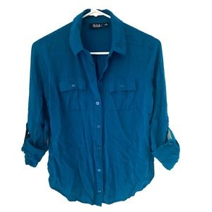 A.n.a Blue Button Down Business Top Sz SP